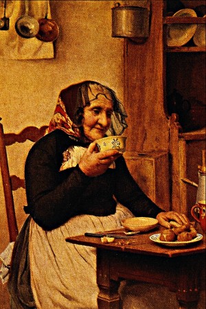 An old woman eating